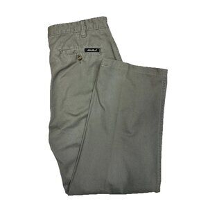Eddie Bauer Khakis Mens 36x30 Olive Green Relaxed Fit Wrinkle Resistant Pants